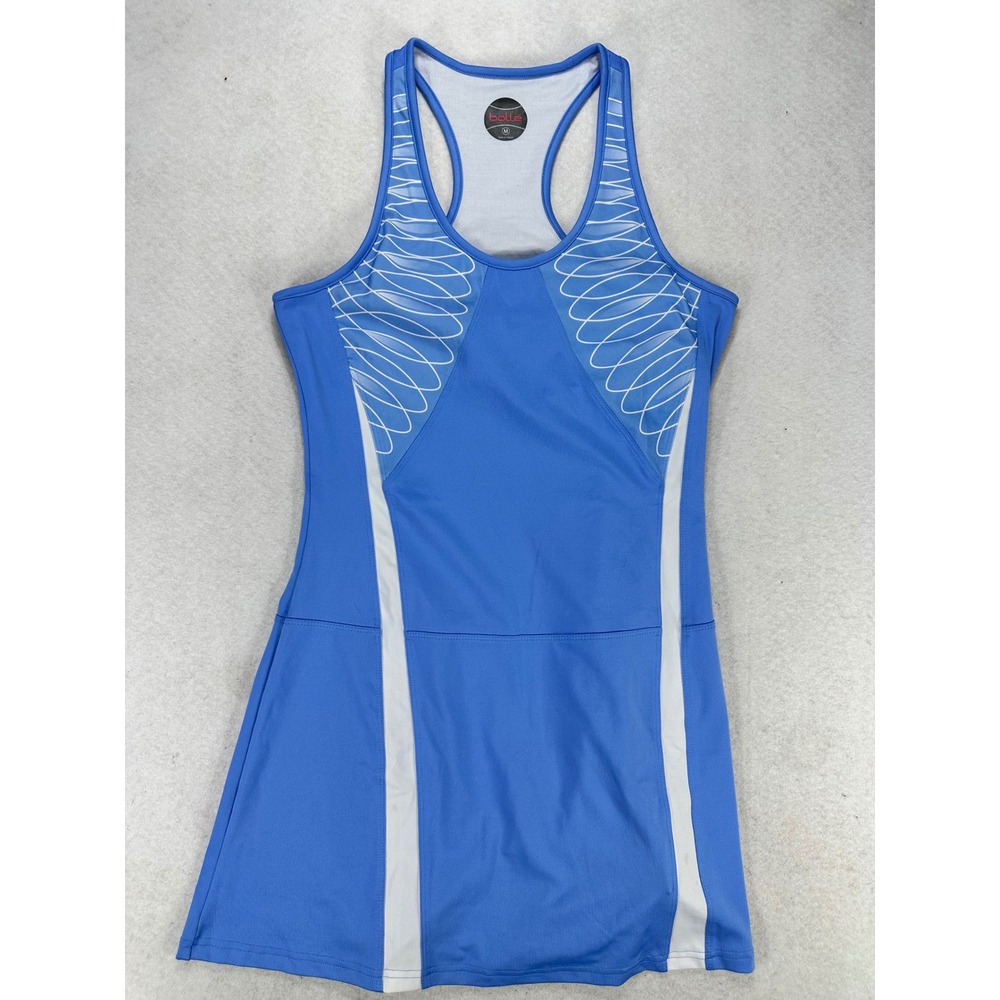 Bolle Womens Blue Racerback Tennis Dress Built-in Bra M Medium Graphic Print